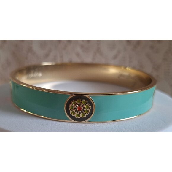 Vera Bradley "You Are My Sunshine" Gold & Turquoise Enamel Bangle Bracelet - Picture 6 of 11